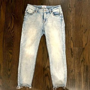 Pistola Anthropologie high rise light wash raw  hem jeans